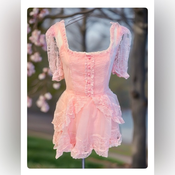 NWT Medium Dolls Kill Current Mood Pretty Imperfect Mini Dress in Pink - Picture 3 of 16